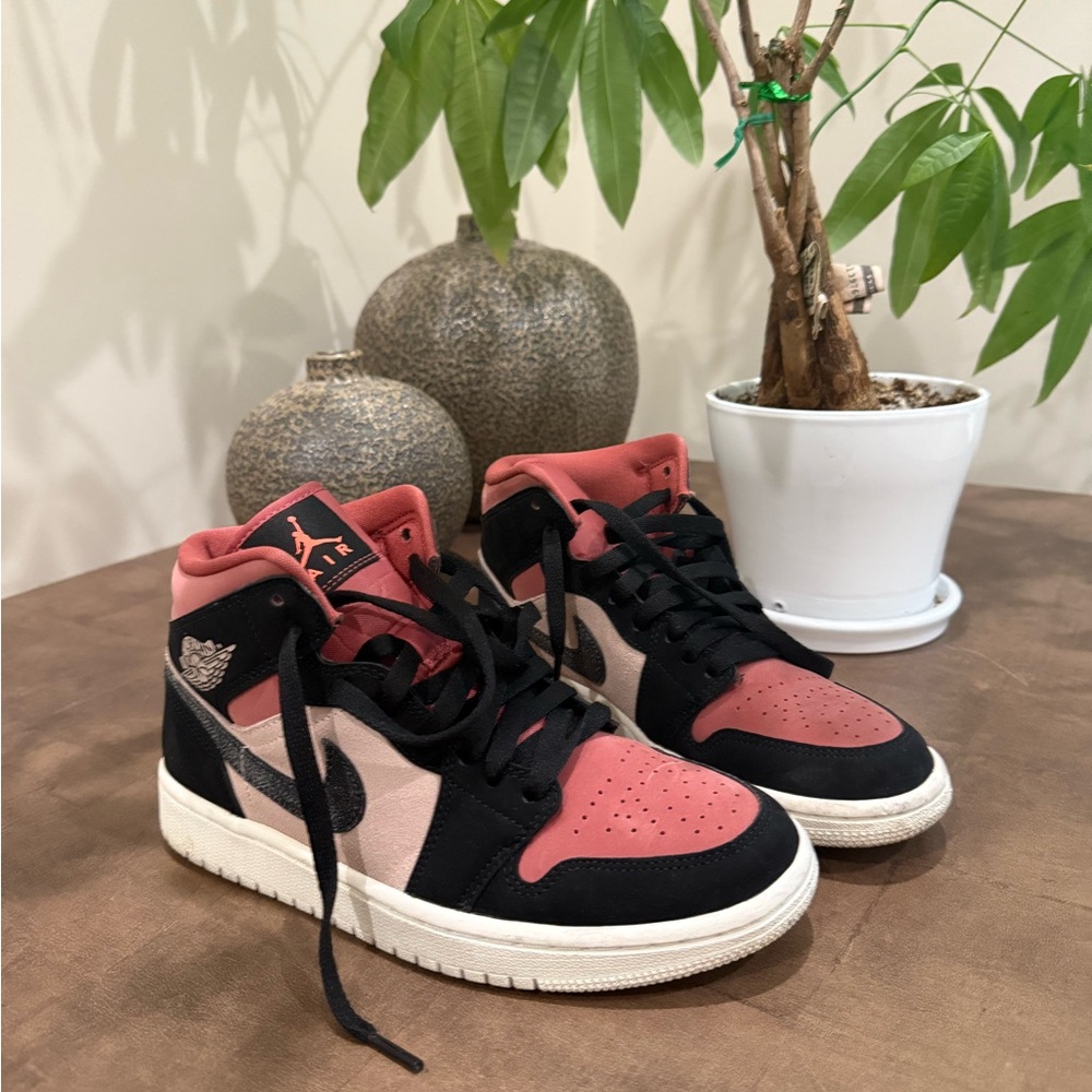 Jordan Black and Pink High-Top Sneakers